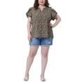 thumbnail image 2 of Agnes Orinda Women's Plus Size Mother's Day Easter Tops Floral V Neck Tulip Short Sleeve Blouses Summer Tunic Tops 4X Black, 2 of 6