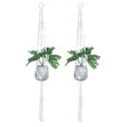 thumbnail image 1 of Soportes de plantas de macramé Uxcell para interiores, estante colgante para plantas con base de madera resistente para colgar en la pared, techo o ventana, paquete de 2, 1 of 7