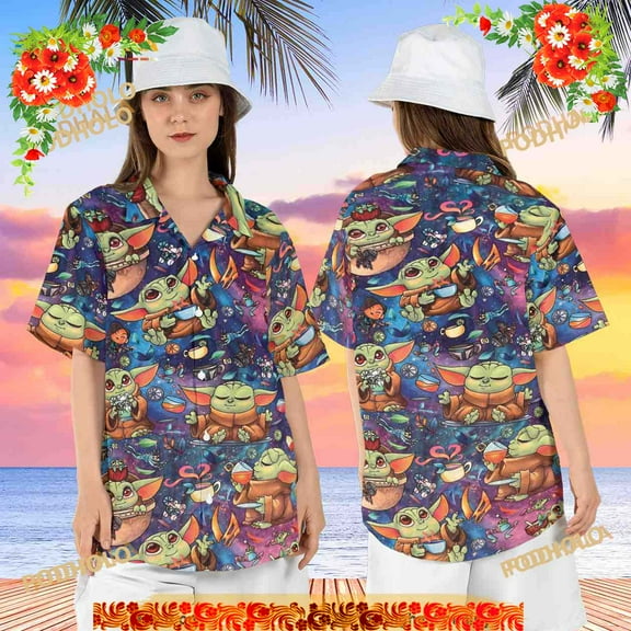 Baby Yoda Funny Hawaiian Shirt, Mandalorian the Child Hawaii Shirt, Grogu Summer Aloha Shi