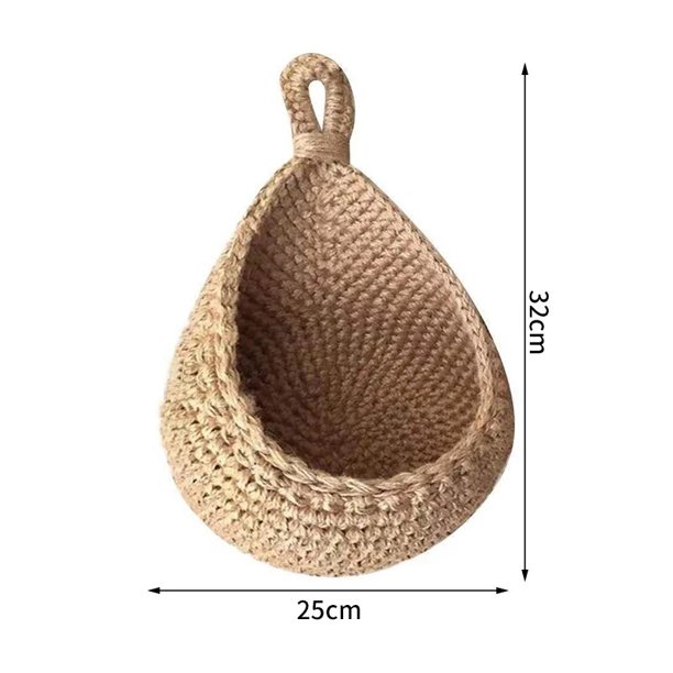 Cestas de almacenamiento de pared tejidas a mano para XS-2XL, cesta colgante de frutas, cuerda de yute, cesta de ganchillo, cestas de ratán portátiles, herramienta de cocina