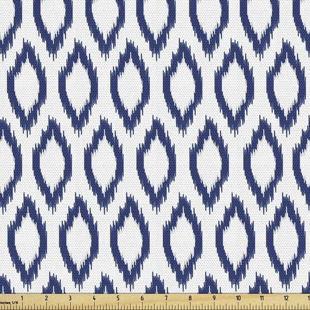 Ikat Fabric By The Yard Eastern Ornament In Blue Exotic Art Elements Curves Simple Design Print Upholstery For Dining Chairs Home Decor Accents Royal And White Ambesonne Com - What Is Home Decor Fabric