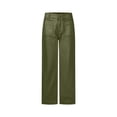 thumbnail image 4 of Yuhangmm Women's Pants Summer High Waist Straight Leg Button Wide Leg Pants For Casual Comfortable Trousers Green S, 4 of 5
