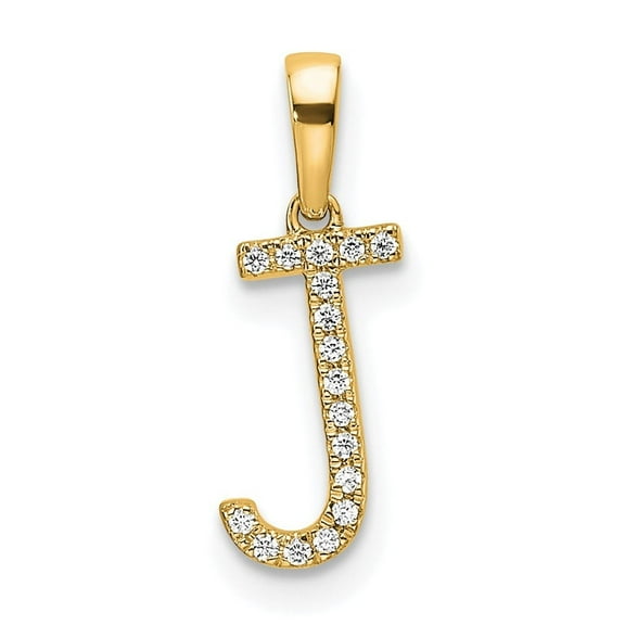 Auriga Fine Jewelry 14K Yellow Gold Diamond Letter J Initial Pendant for Women (L - 0.63 inch)