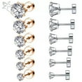thumbnail image 2 of QQTDFG 6 Pairs 20G Stainless Steel Stud Earrings CZ Ear Studs Ear Tragus Helix Piercing-Black, 2 of 9