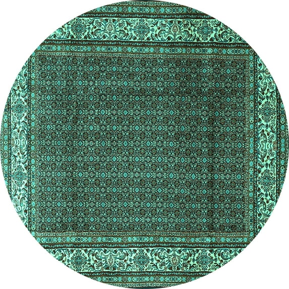 Ahgly Company Indoor Round Persian Turquoise Blue Traditional Area Rugs, 6' Round