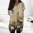 thumbnail image 2 of TQWQT Womens Plus Size Tunics or Tops to Wear with Leggings Long Shirts Short Sleeve Oversized Shirt Summer V-Neck T-Shirt Ethnic Floral Print Long Tops, 2 of 5