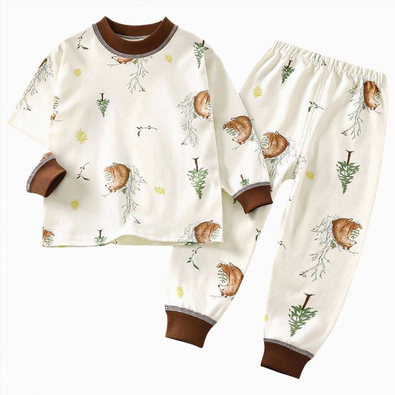 Gubotare Pjs Girls Fashion Girls Pajamas Toddler Pjs Set Kids Sleepwear 2 Piece Child Clothes 5T 6T (Coffee,5-6 Years)