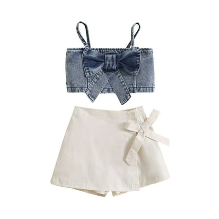 

Toddler Girls Sleeveless Bowknot Denim Vest T Shirt Tops Skirts Outfits New Born 3 6 Month Girl Clothes Baby Blankets for Girls 6-12 Month Girl Clothes Spearmint Baby Shoes Shirt and Pants Set for