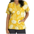 thumbnail image 2 of HOMBOM Short Sleeve Easter Shirts For Women 2024 Yellow Nursing Uniform Easter Bunny Print V-neck Trendy Tops For Women XL, 2 of 5