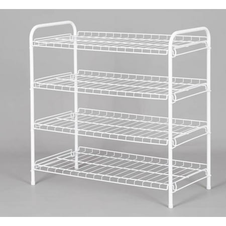 mainstays 4-tier steel wire shoe organizer holds up to 12 pairs arctic white