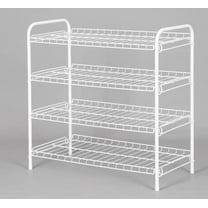 Mainstays Steel Wire Shoe Organizer, 4-Tiers, 12 Shoe Pair Capacity, Durable Shoe Rack, White