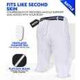 thumbnail image 5 of Exxact Sports Battle 7-Pad Youth Football Girdle with Cup Pocket, Lightweight Padded Compression Shorts with Integrated Ultra Flex Pads, Boys Girdle Football (White, YS), 5 of 7