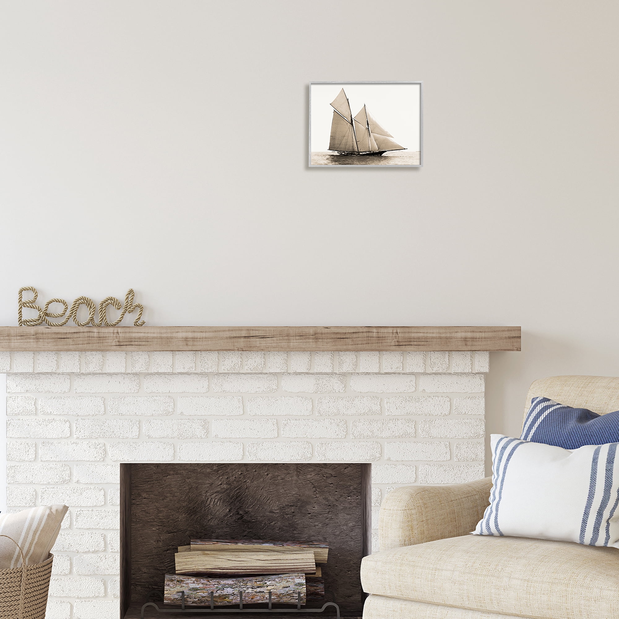 Stupell Industries Vintage Sailboat Photography Transportation Photography Gray Framed Art Print Wall Art, 14 x 11