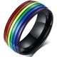 thumbnail image 1 of UBIUO 8mm Stainless Steel Enamel Rainbow Pride Ring for Lesbian & Gay Q Pride Wedding Engagement Band - -, 1 of 4