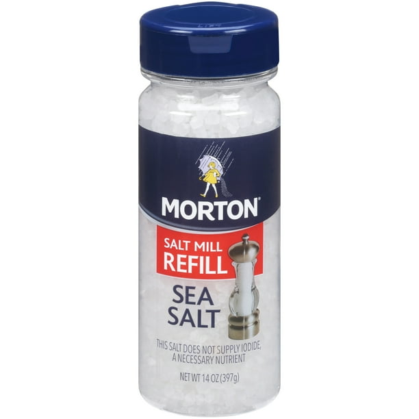 Morton Sea Salt Grinder Refill, Extra Coarse, NonIodized, 14 Ounce