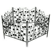 5 Panels Garden Decorative Fence Metal Black Patio Animal Barrier Border Fences, 27.2x26.3inch