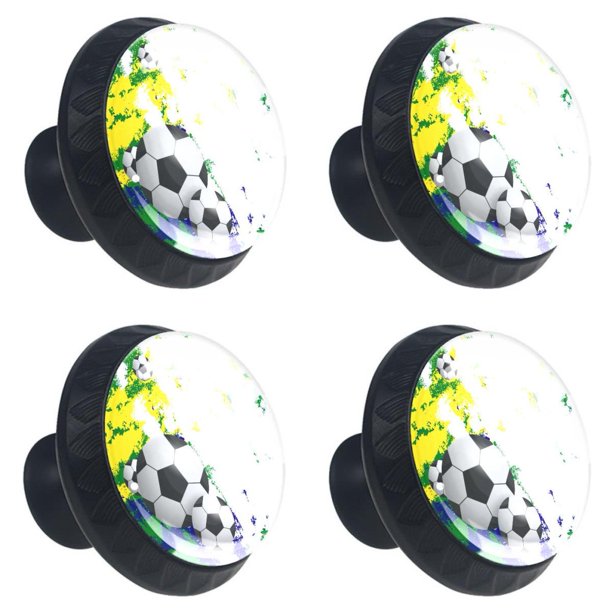 Ownta Green Field Football Black Round Glass Drawer Handles Knobs Pulls