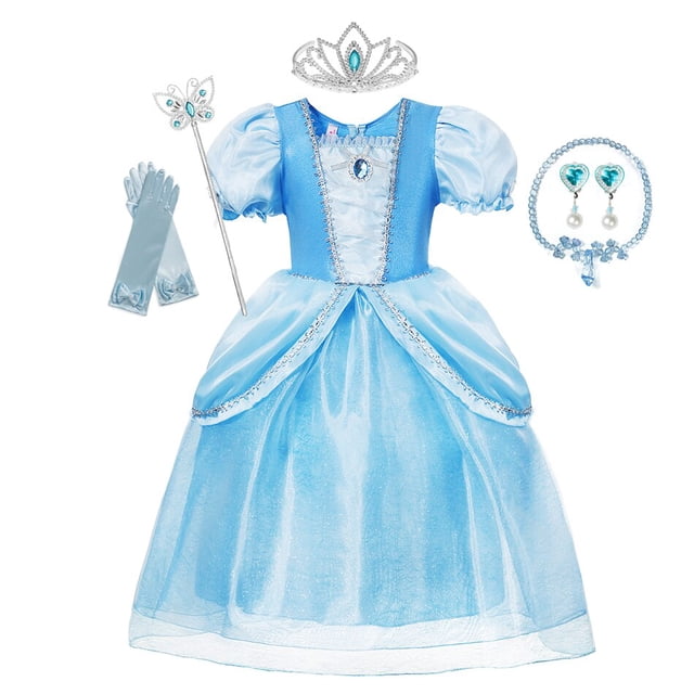 Disney Girl Cenicienta Cosplay Disfraz Vestir Ropa Niñas Fiesta de Navidad Princesa Vestidos Niños Cumpleaños Boda Ball Gown5-6T (Etiqueta 130) Gao Jinjia LED