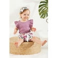 thumbnail image 3 of Happy Town Toddler Girl's Ruffle Sleeve Romper Floral Shorts Headband Outfit Set, 3 of 7