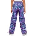 thumbnail image 2 of Raenseen Kids Boys Girls Shiny Metallic Pants Joggers Sweatpants Jazz Hip-hop Dance Pants Blue 10, 2 of 5