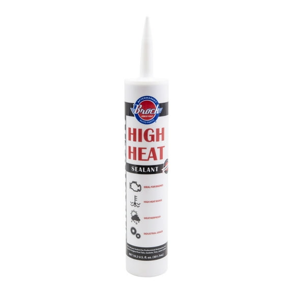 Brock High Heat RTV Sealant & Automotive Adhesive – Industrial Grade Silicone for Heat Tabs, Gaskets, and More – 10.2 oz Cartridge