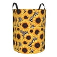 thumbnail image 2 of Daiia Artistic Zebra Print Sunflower Round Laundry Basket with Handles Thickened Waterproof Circular hamper,Dirty Clothes Storage Basket for Bedroom,Bathroom,College Dorm-Medium, 2 of 8