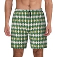 thumbnail image 2 of Goofa Light Green Squares Printed Men's Swim Trunks Board Shorts Quick Dry Mens Swimming Trunks with Compression Liner,Breathable Fit Hawaii Beach Shorts-Large, 2 of 9