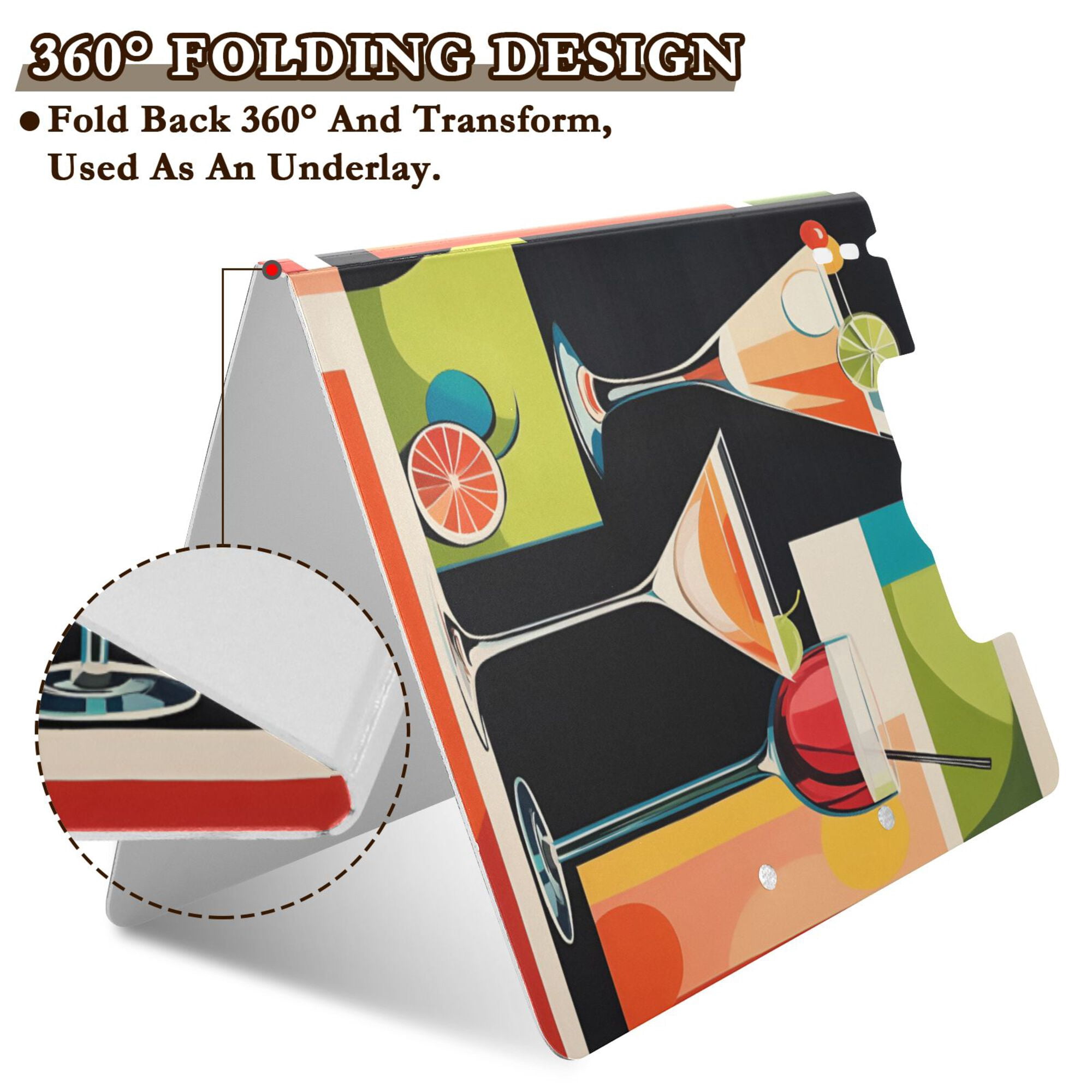 FORMRS A4 Clipboard Folder with Pen Holder Horizontal Foldable School Office Binder, Art Cocktails