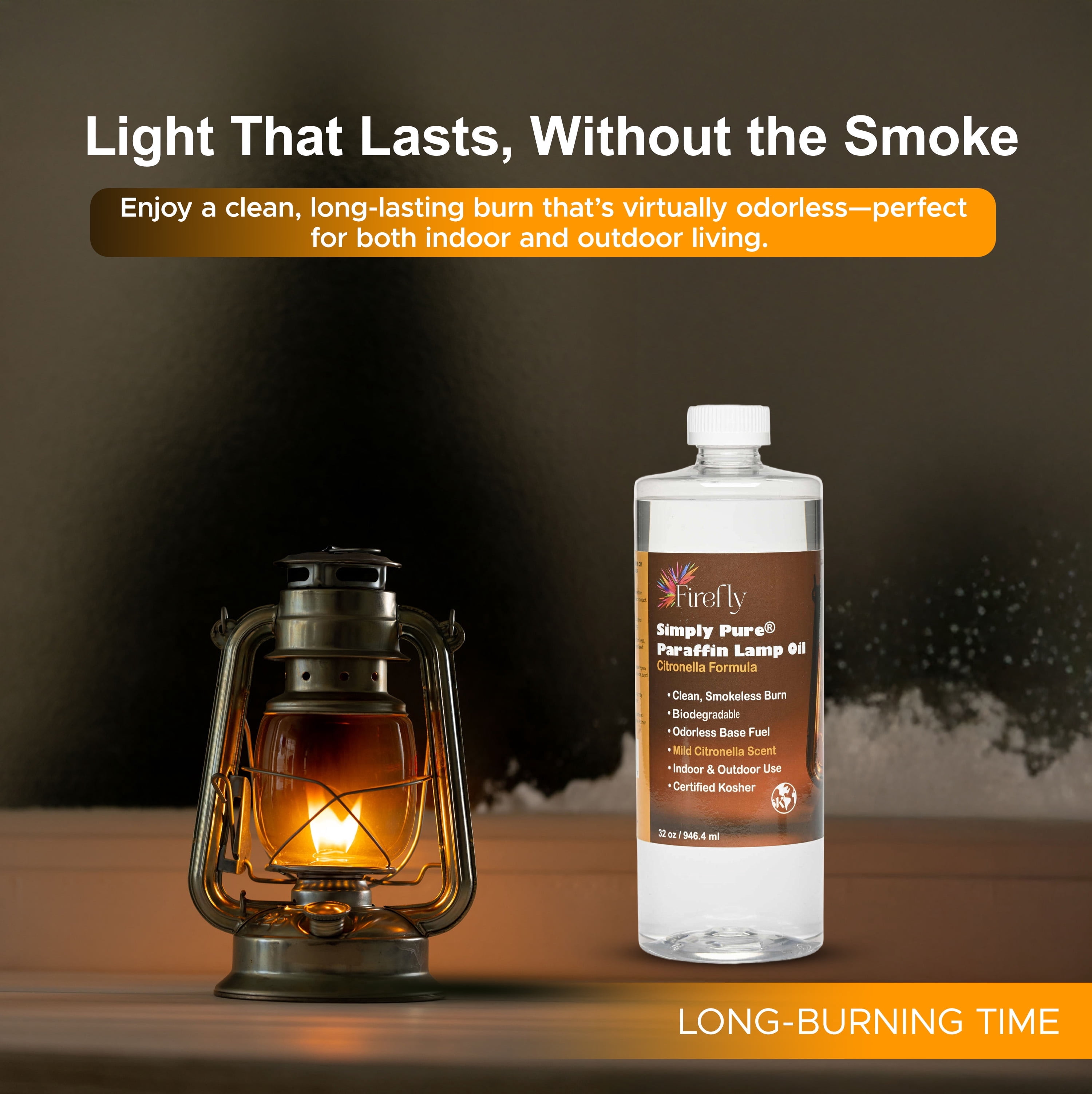Firefly Fuel Premium Liquid Paraffin Lamp Oil for Indoor Use 32 oz - Indoor Smokeless Odorless Paraffin Oil Fuel for Lamps, Lantern, Candle, Citronella, Kosher