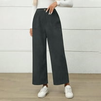 AUNVITO Women's Elastic Waist Corduroy Pants with Button & Zipper Pockets, Stretch Fit Casual Trousers for Everyday Wear (98% Cotton, 2% Spandex)