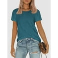 thumbnail image 6 of Womens Short Sleeve Basic Shirts Crewneck Tees Loose Fit Fashion Tops Casual Summer Clothes, 6 of 6