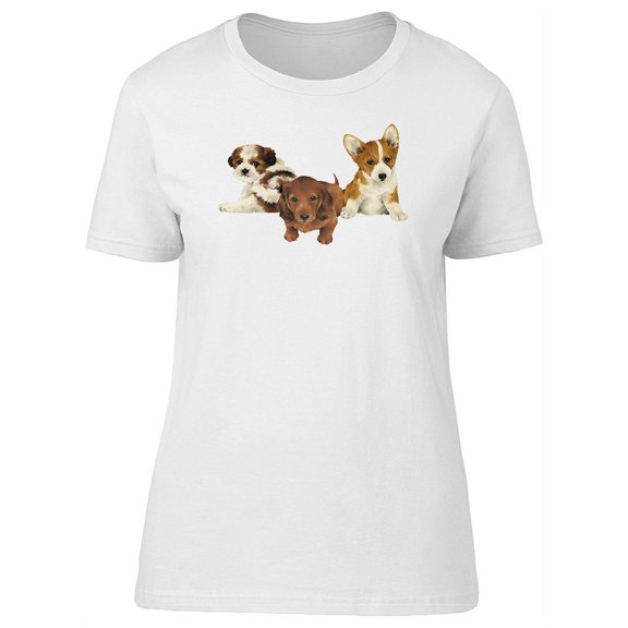 Three Different Puppies T-Shirt Women -Image by Shutterstock, Female Large