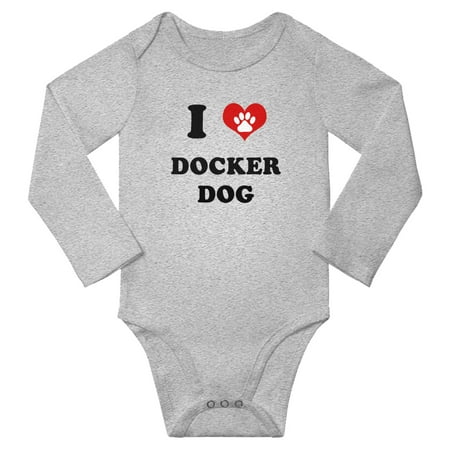 

I Heart Docker Dog Cute Baby Long One-pieces (Gray 18-24 Months)