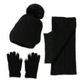 thumbnail image 3 of Baqcunre Winter Clothes for Women,Women & Men Autumn Winter Warm Cute Wool Hat Scarf Gloves Three Winter Snow Knit Cap Screen Mittens Scarves Sets Black, 3 of 3