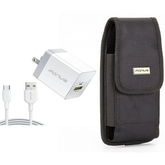 Case Belt Clip & 36W PD Home Charger for iPhone 15 Pro - Swivel Holster Rugged Cover and Fast Type-C 6ft Long Cable USB-C Power Cord V5O for iPhone 15 Pro (6.1")