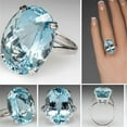 thumbnail image 5 of Vintage Fashion Women 925 Silver Large Oval Cut Aquamarine Gemstone Ring Engagement Wedding Jewelry Goose Egg Diamond Sea Blue Topaz Ring, 5 of 5