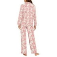 thumbnail image 4 of FOR U DESIGNS Heart Pig Button Up Pajamas for Women Long Sleeve Sleepwear Pants and V-neck Tops 2 Piece Size 4XL Button Nightwear with Pockets for Women Winter, 4 of 7