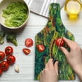 thumbnail image 3 of Country Cutting Board, Image of a Japanese Garden with an Old Bridge the Lake Nature Print, Decorative Tempered Glass Cutting and Serving Board, Wine Bottle Shape, Green Orange, by Ambesonne, 3 of 5