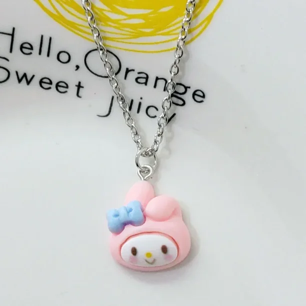 10 piezas Kawai Sanrio Cinnamoroll Melody Kuromi estudiante Bijou collar clavícula cadena ajustable colgante accesorios niñas juguete regalo