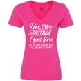 thumbnail image 3 of Inktastic Yes I'm Pregnant I Feel Fine No You Cant Touch My Belly Women's V-Neck T-Shirt, 3 of 5