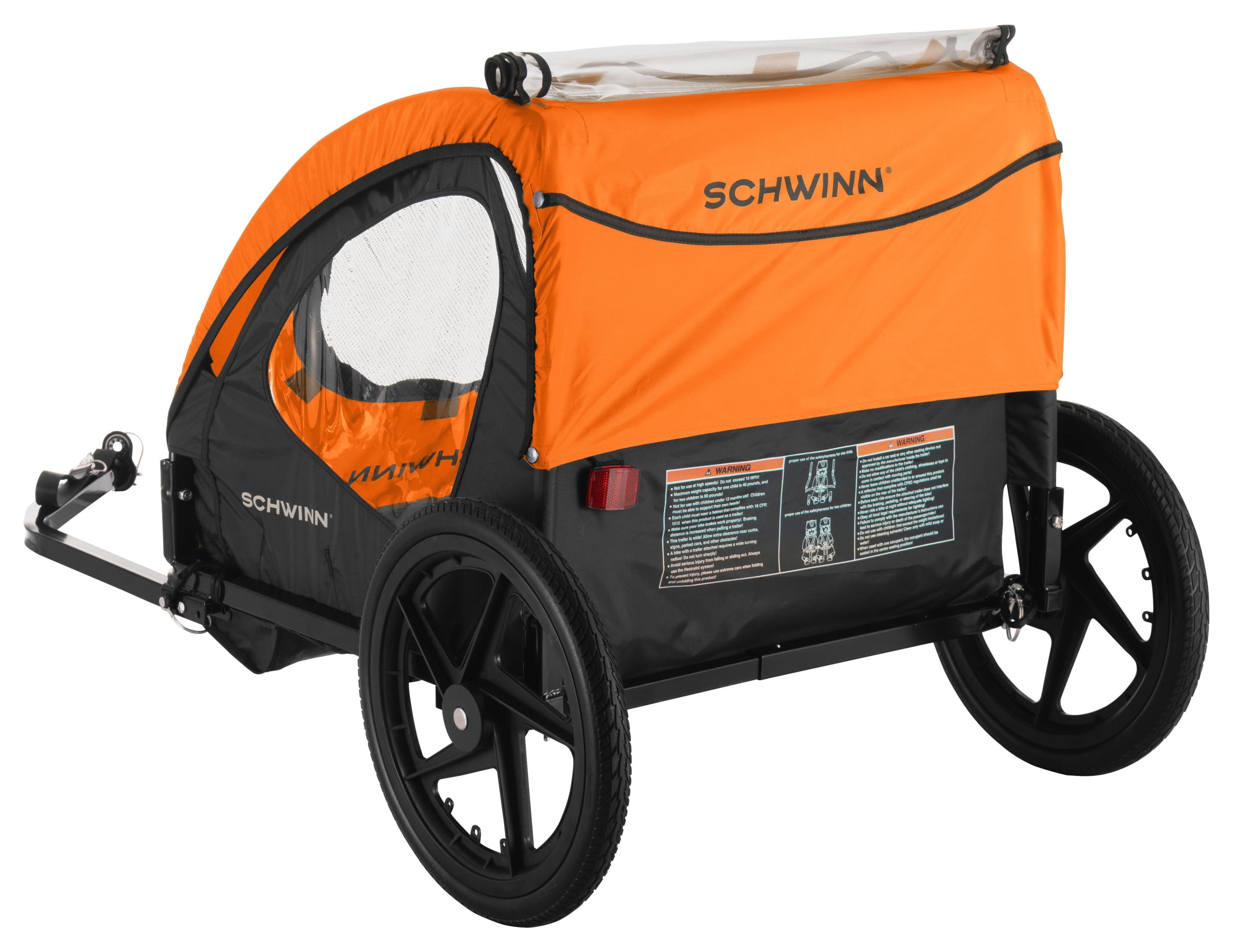 Schwinn Shuttle Foldable Bike Trailer Orange Black 2 Seats