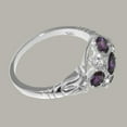 thumbnail image 5 of LBG British Made Traditional Solid 10k White Gold Ring with Natural Amethyst & Cubic Zirconia Womens Statement Ring - 33 size options - Size 4.25, 5 of 7