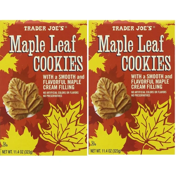 2 Packs Trader Joe's Maple Leaf Cookies 11.4 oz Each Pack