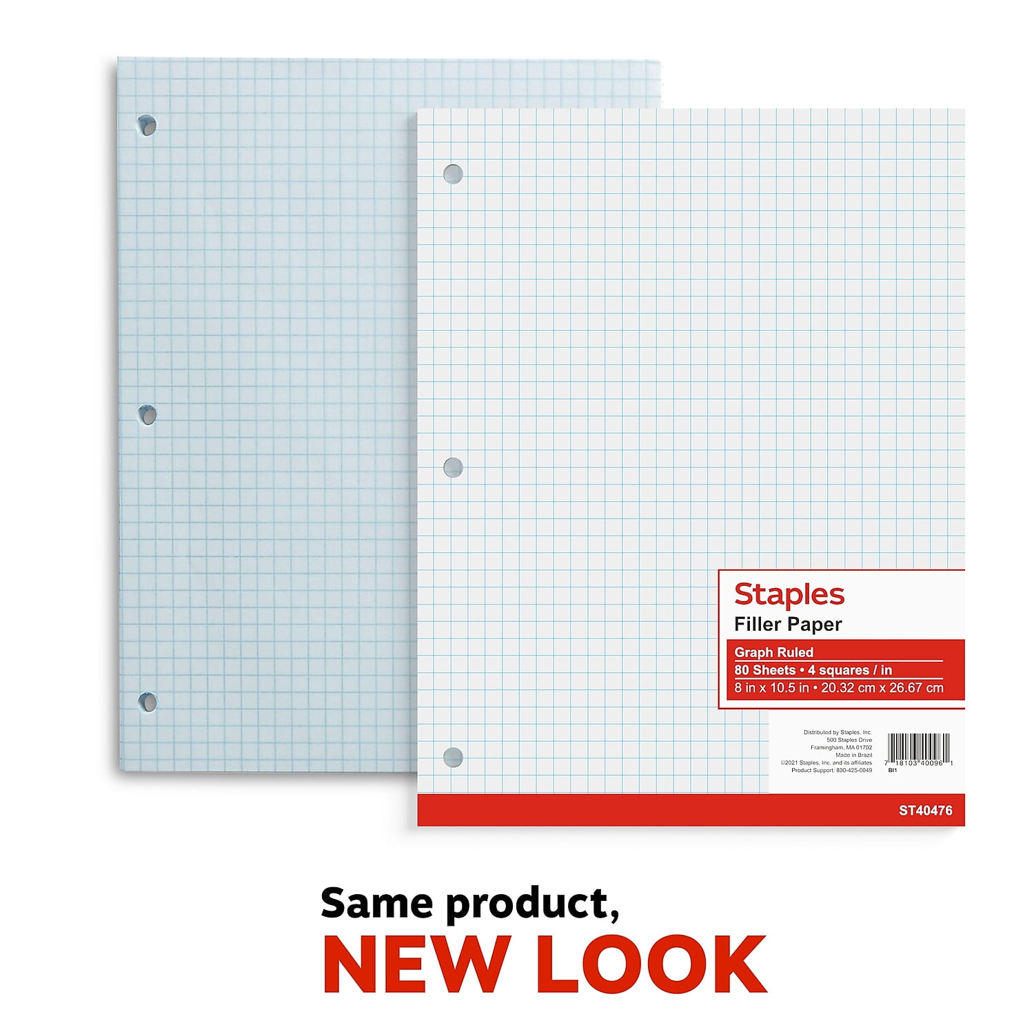 Staples Graph Ruled Filler Paper 8' x 10-1/2' TR40476B