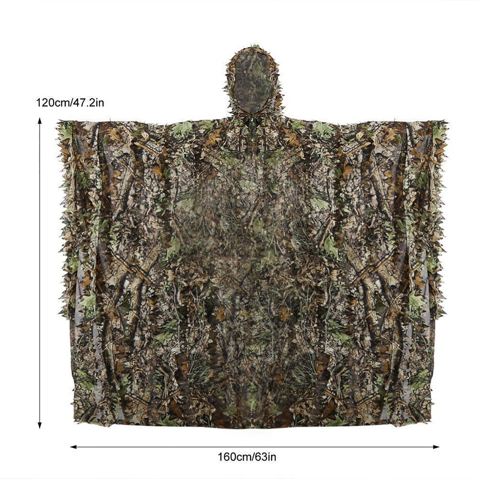 Ghillie suit, Gilly suits for men, Hunting suit, 3D leafy camo suit, hooded cape hunting suit, camouflage suit, bird watching, jungle hunting, Halloween party, camping, theme decoration
