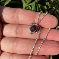Sterling silver natural black opal pendant necklace