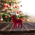 thumbnail image 2 of 1pc Red Velvet Reindeer Ornament with Glitter Antlers & Hanging Loop, Festive Christmas Tree Decoration, Holiday Figurine for Home, Mantel, Tabletop Decor, 2 of 3