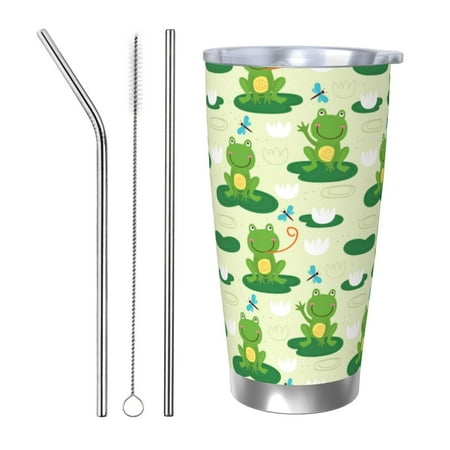 

Fuzoiu Cute Frog1 Print 20oz Tumbler Stainless Steel Vacuum Insulated Car Cup Insulated Coffee Mug Travel Mug with Lid Thermal Cup for Outdoor-Straw Three-piece Set