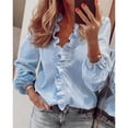 thumbnail image 4 of Blusa de manga larga,Blusa de manga larga en V para mujer Tops elásticos de manga larga Tops casuales de manga larga para mujer Funcionalidad versátil, 4 of 6