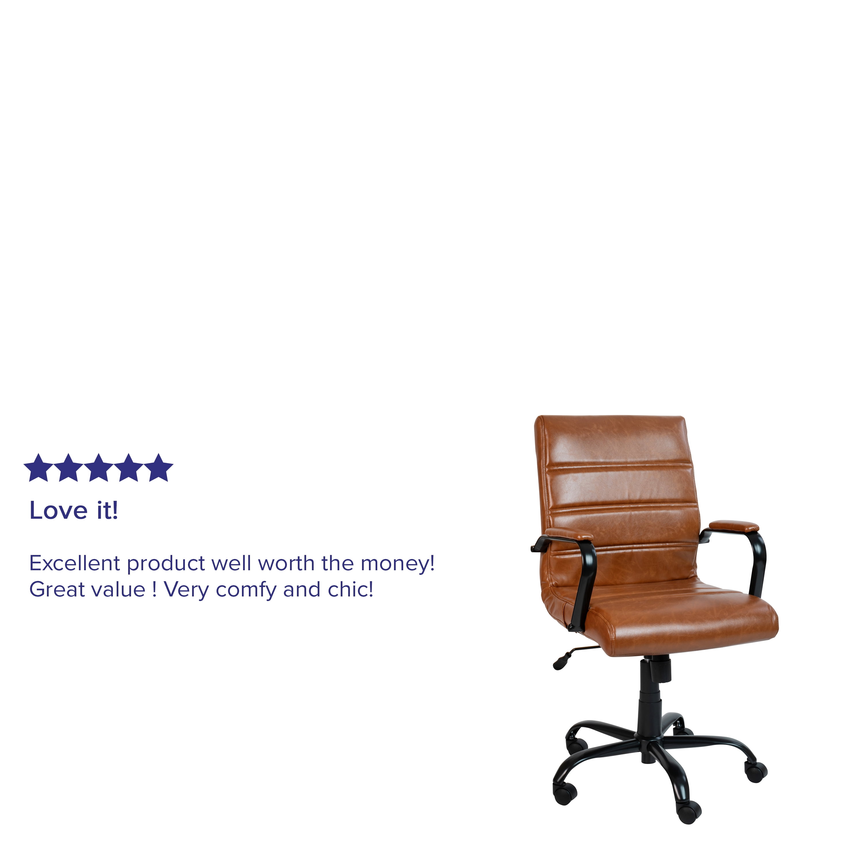 Merrick Lane Contemporary Mid-Back Brown Faux Leather Home Office Chair with Padded Black Arms